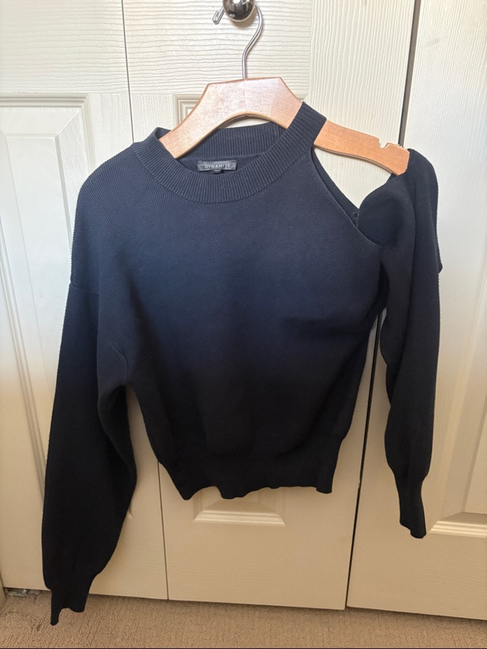 Dynamite navy Asymmetric Cutout Knit Sweater